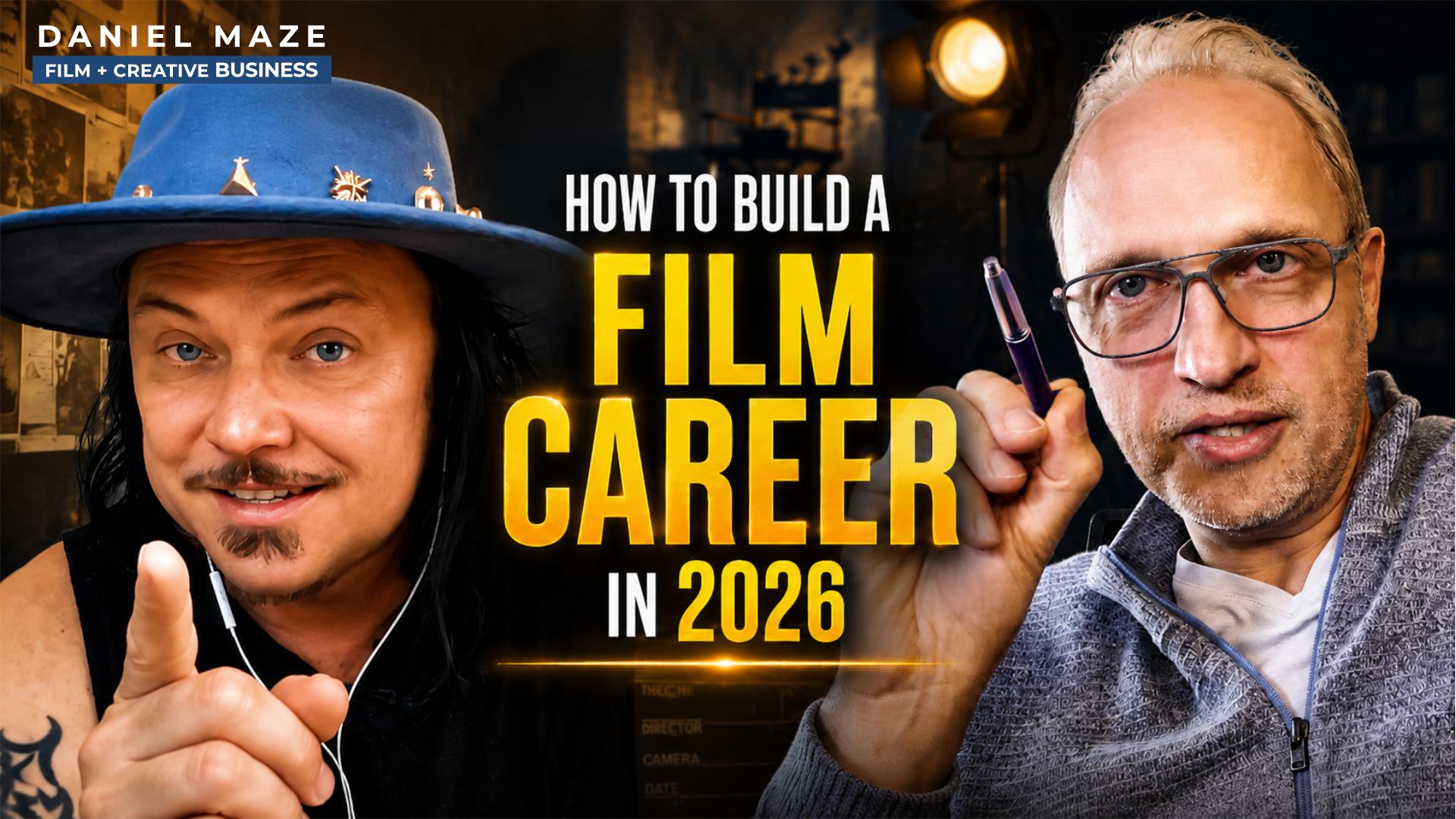 Split-screen video thumbnail of Titus Paar and Daniel Maze with the title 'How to Build a Film Career in 2026'